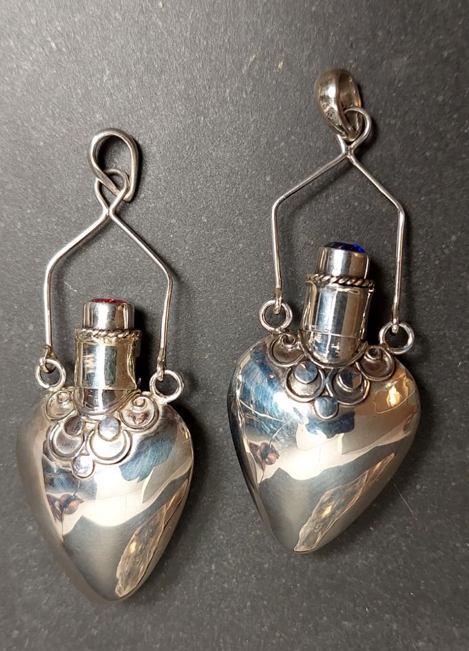 Sterling silver filigran Slät Parfym flaska hänge  från Bali - 3
