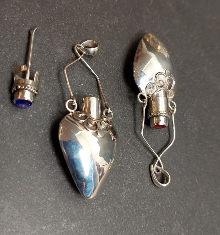  Sterling silver filigran Slät Parfym flaska hänge  från Bali - 2