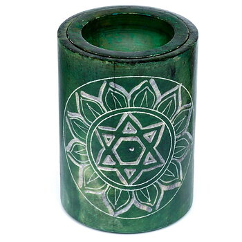 Grön Täljsten Snidad Chakra Aromalampa