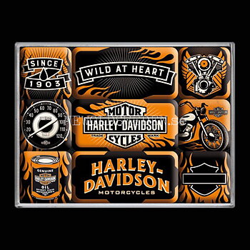 HARLEY DAVIDSON MAGNET SET 7 x 9.3 x 2 cm Nostalgic Art - NA03