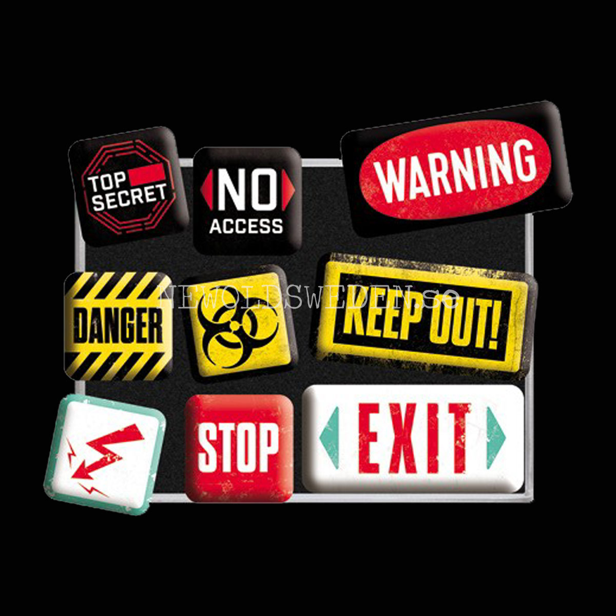 Warning MAGNET SET 7 x 9.3 x 2 cm Nostalgic Art - NA03