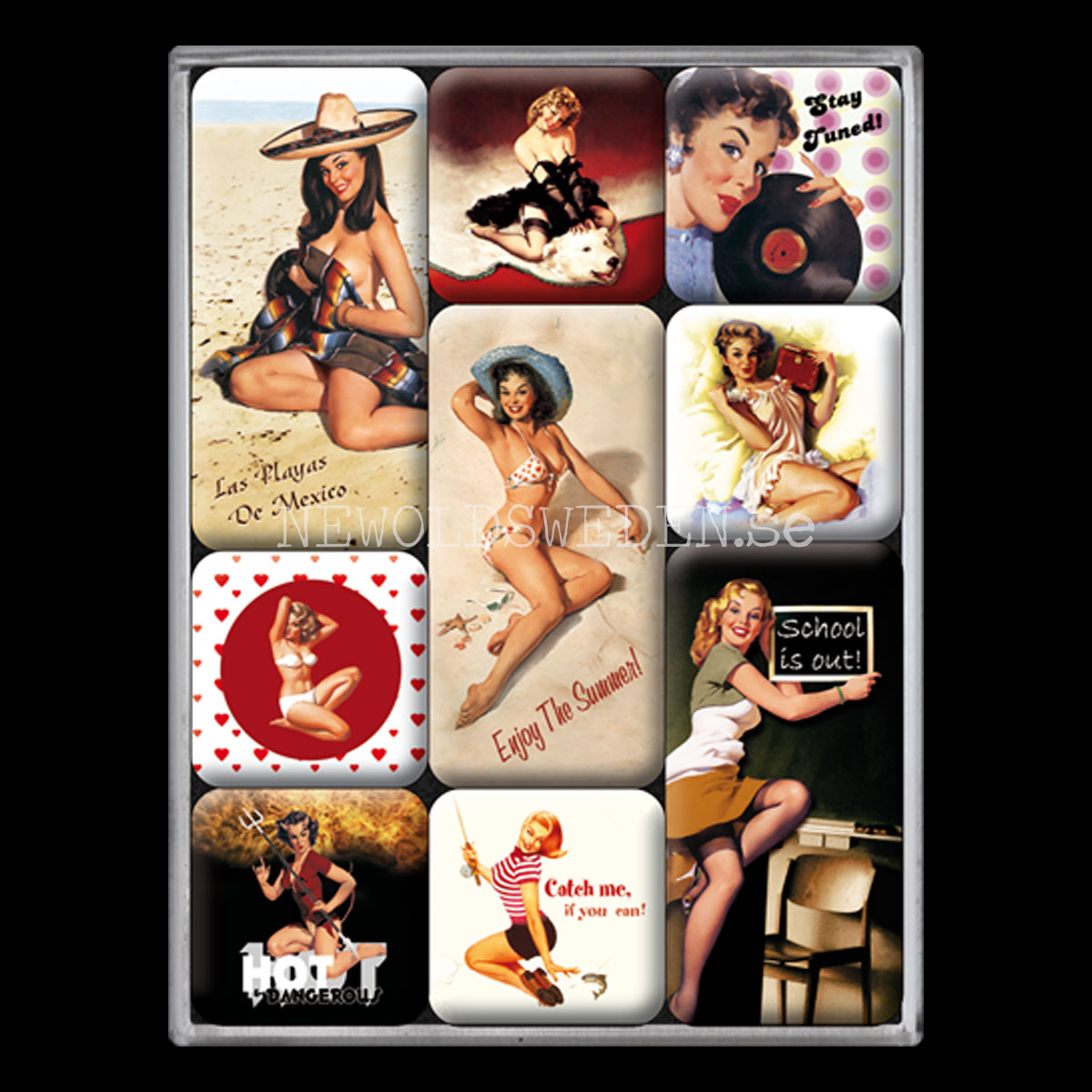Pin Up MAGNET SET 7 x 9.3 x 2 cm Nostalgic Art - NA01