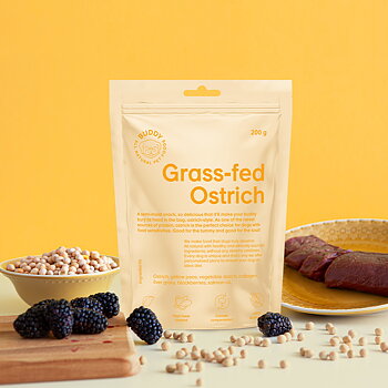 Buddy Hundgodis Grass-fed Ostrich Struts 200g