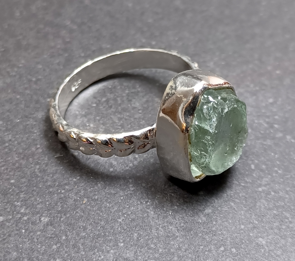 Silverring med Rå Akvamarin