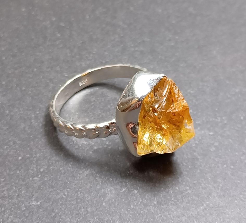 Silverring med Rå Citrin