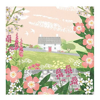 White Cottage On A Hill, Dubbelvikt Kort
