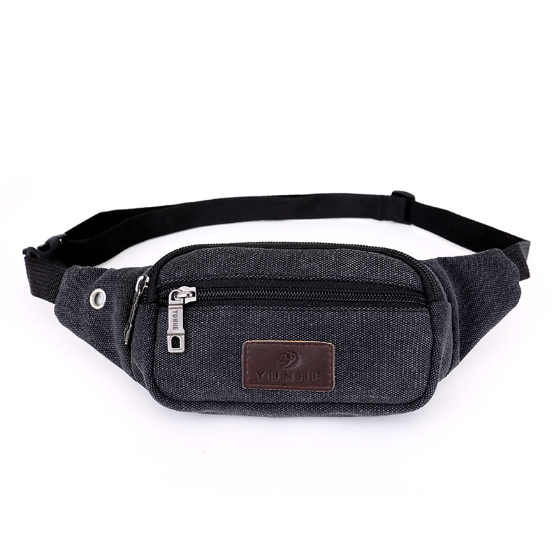 Waist Bag - Canvas Fabric Black/Grey
