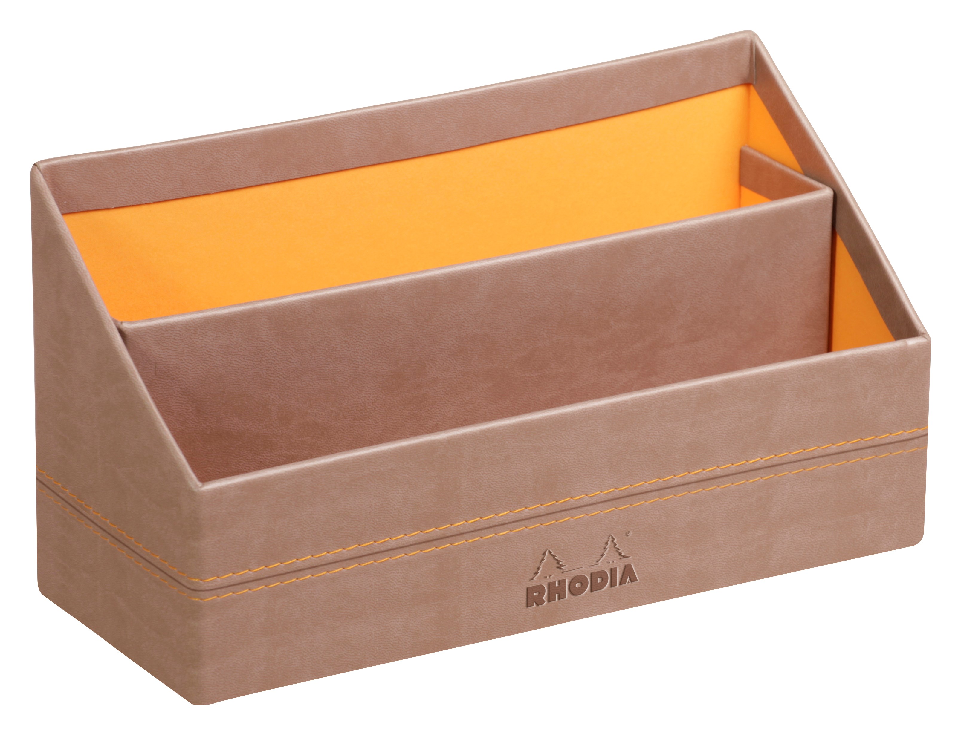 Brevställ  i konstläder,  RHODIA RHODIARAMA, 26 x 10,5 x H14 cm,  Beige / Orange