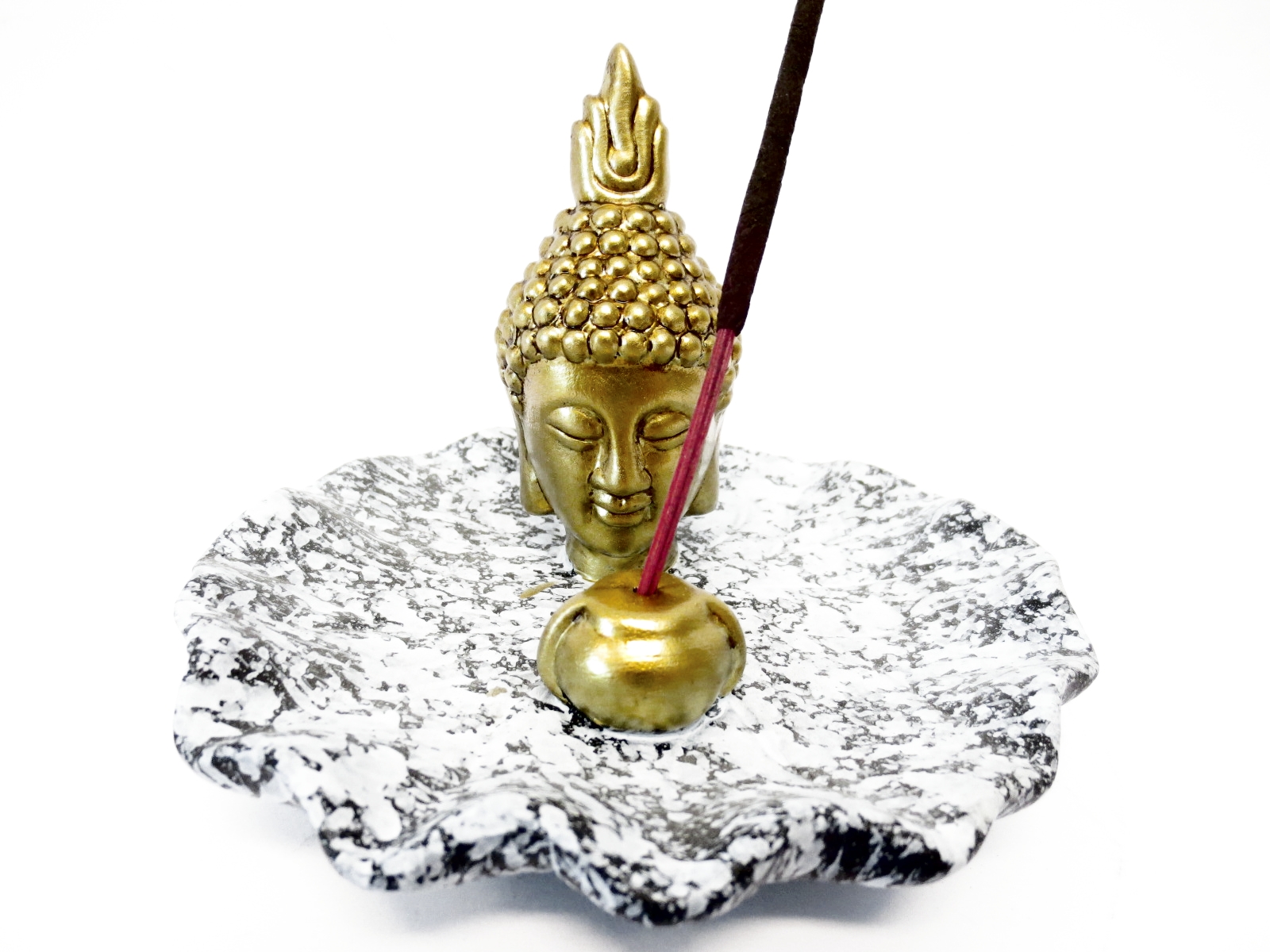 Guld Thai Buddha Rökelsebrännare i Keramik -  Svart / grå bas
