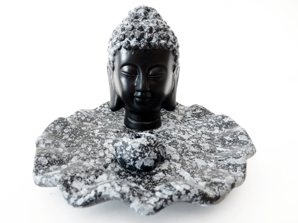 Svart Thai Buddha Rökelsebrännare i Keramik -  Svart / grå-blå bas