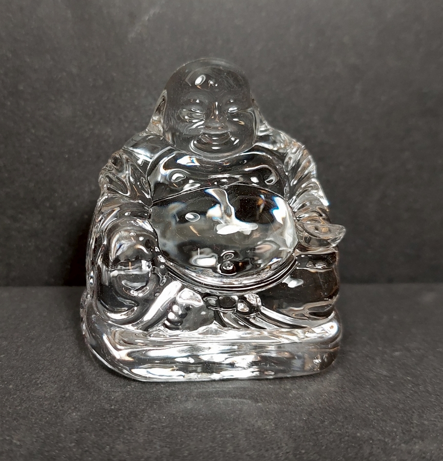Sittande  Glas Happy Buddha - 6cm