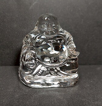 Sittande  Glas Happy Buddha - 6cm