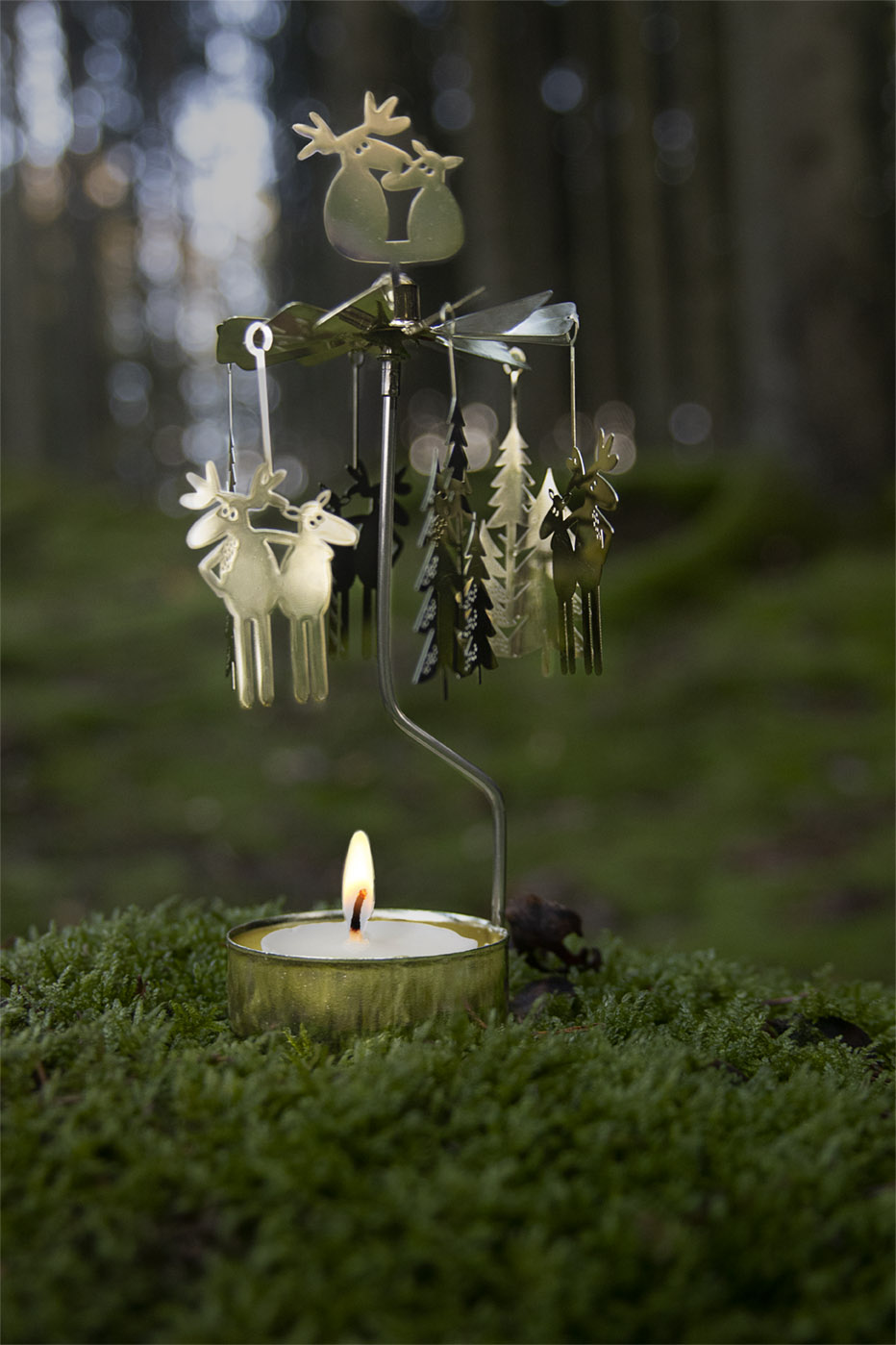 TEALIGHT SPINNER MOOSE IN LOVE