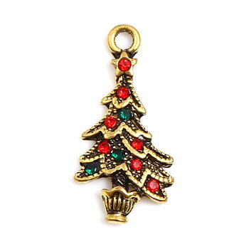 Berlock - Christmas tree gold  w rhinestones green & red
