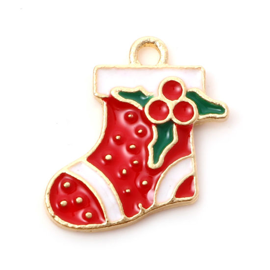 Charm   Enameld christmas  stock, red