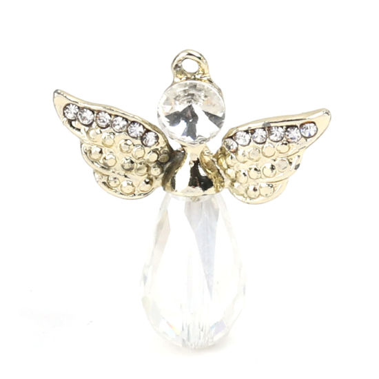 Charm Angel Gold Rhinestone  Clear