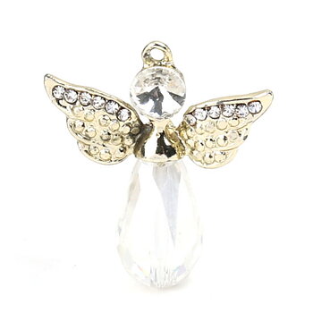 Berlock -  Ängel, Guld m Rhinestone, Clear