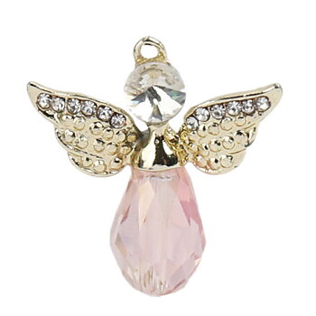 Berlock -  Ängel, Guld m Rhinestone,  Rosa