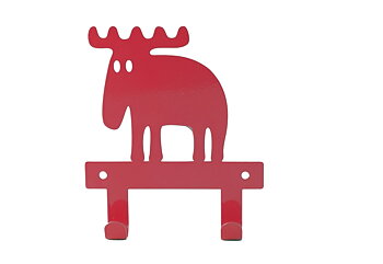 Vägghängare Älg 2-krok, röd