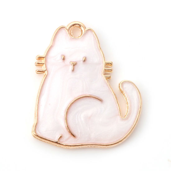 Charm   Enameld CAt   Pearlwhite