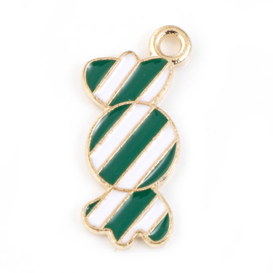 Charm ,  Candy stripe enamel Green