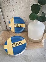 Coaster edge, Make time FIKA, Swedish flag