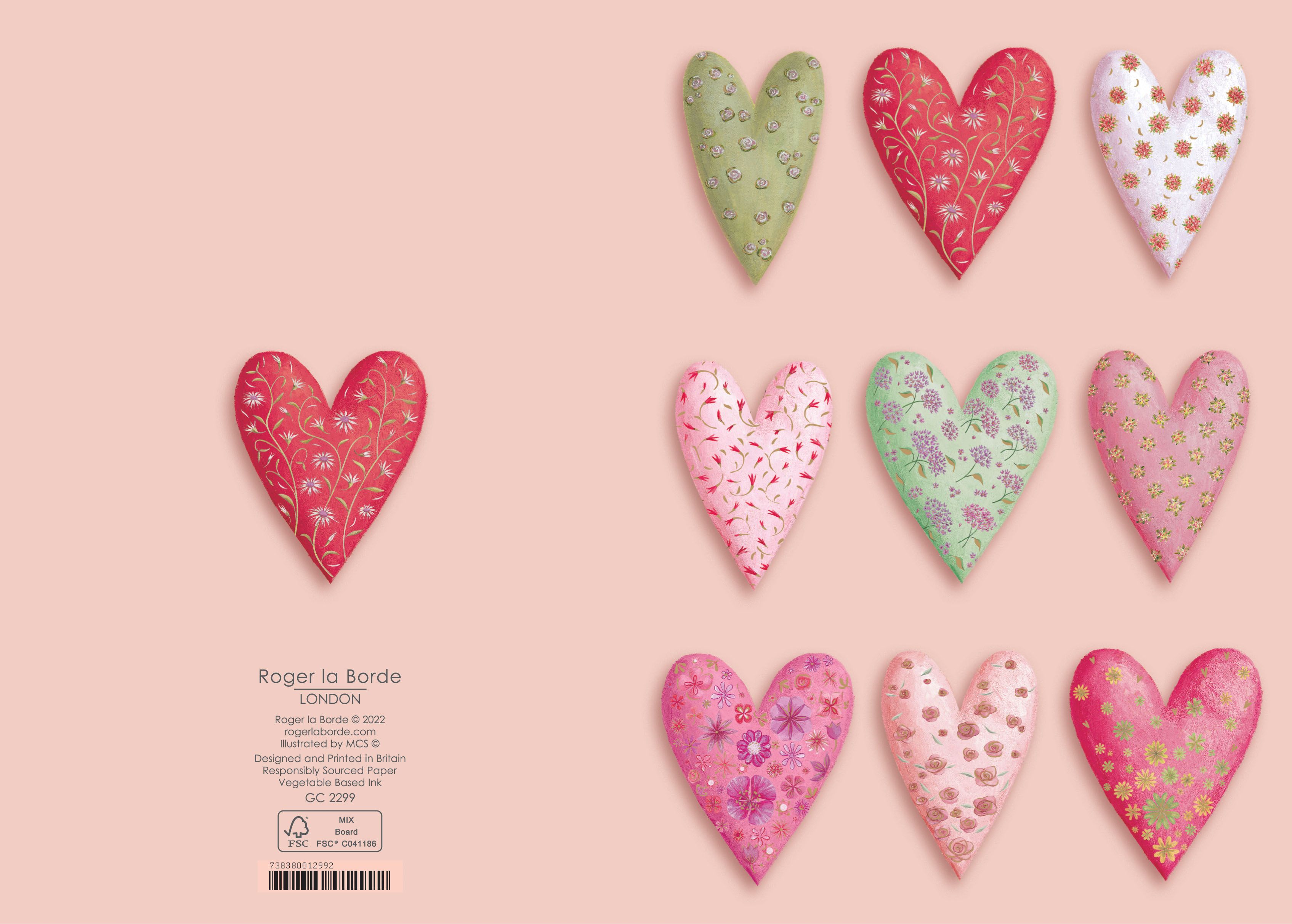Nine Floral Hearts, Greeting Card - 3