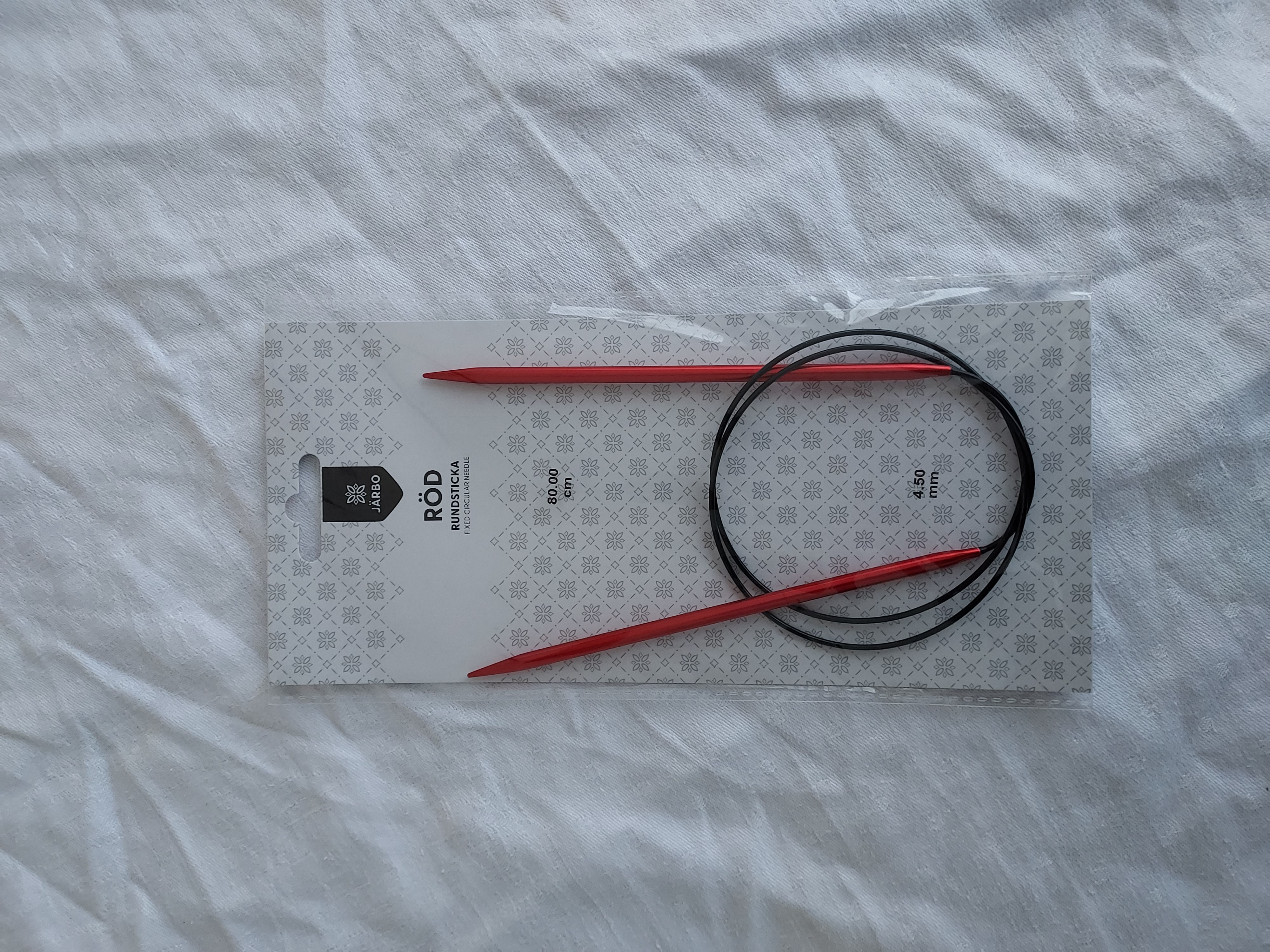 Rundstickor 80cm, 4.5 mm i metall med kabel 
