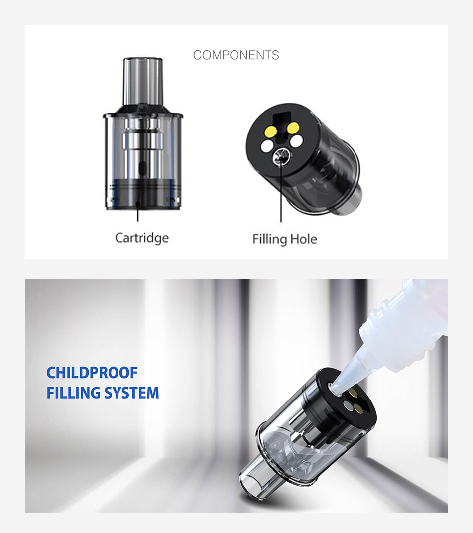 Ilustration på hur man fyller på ecigg med ejuice