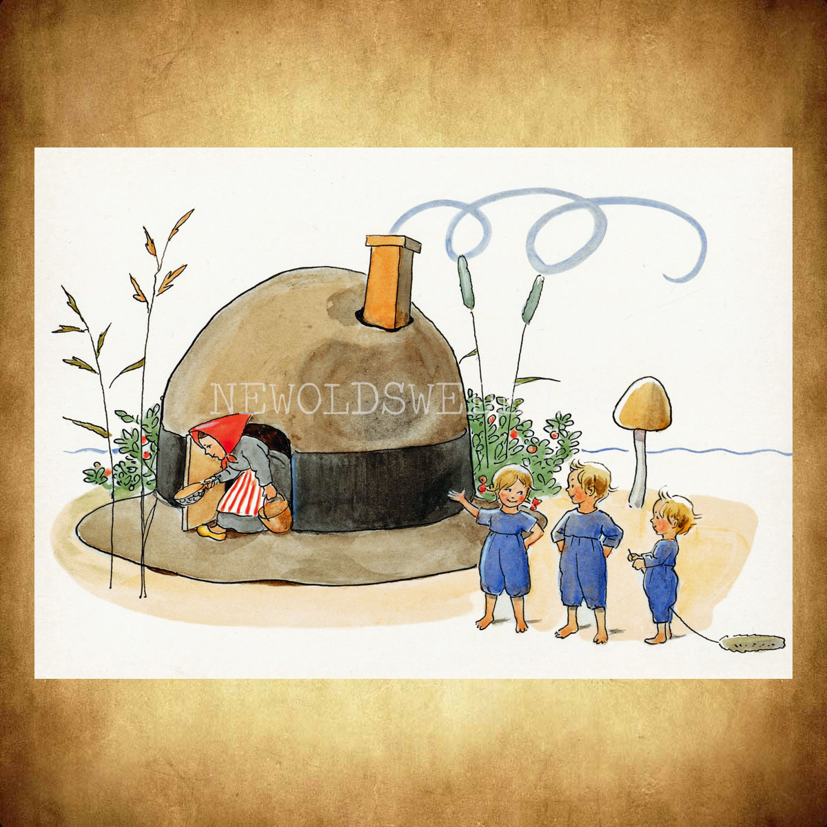Hattstugan Elsa Beskow - Vykort A4 - BB17 - 2
