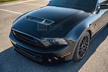 GT500 SHELBY Style Aluminum Huv - Olackad (MUSTANG 10-12 GT500, 13-14 All)