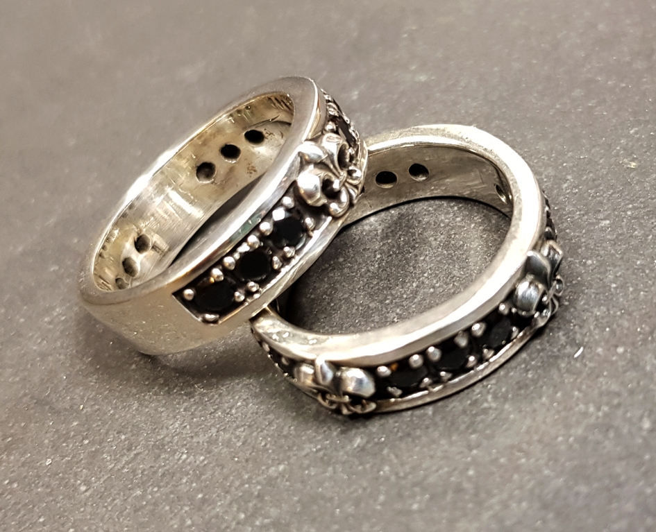 Fleur-de-lis, Markasit och Svart Onyx Silver Ring - 2
