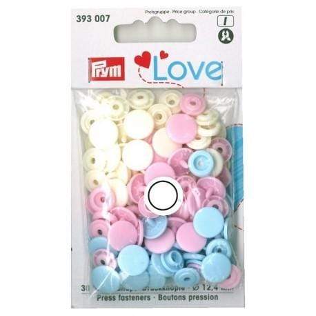 Prym: Color Snaps - Tryckknappar plast - rosa, vit, blå