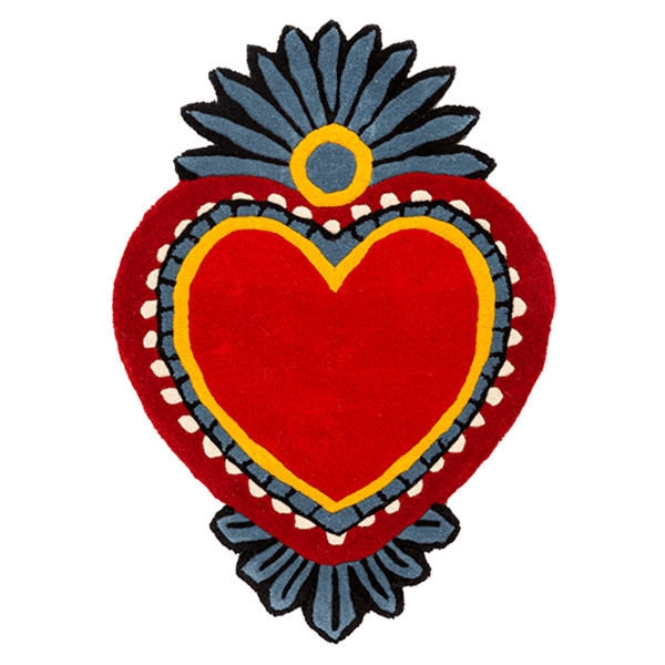 Carpet Heart Red orange Wool