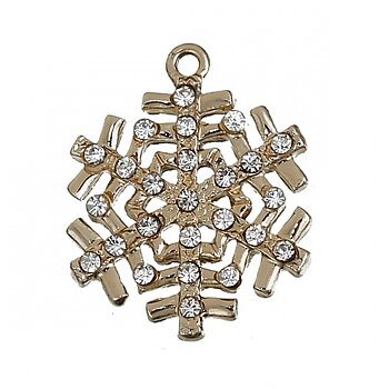 Berlock -  Snöflinga m rhinestones, Guld Clear