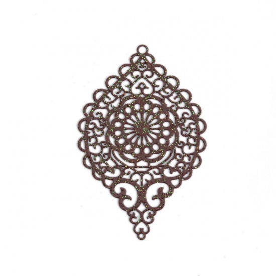 Berlock -  Droppe Filigree,  Röd m glitter