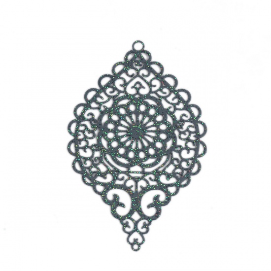 Berlock -  Droppe Filigree,  Grönblå m glitter