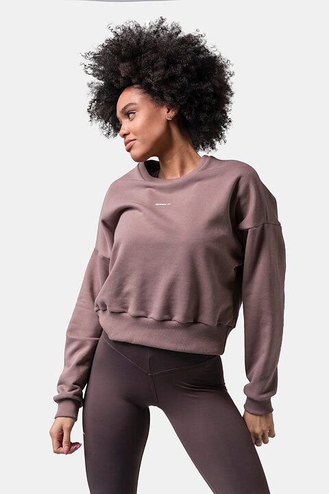 Loose Fit Sweatshirt "Feeling Good", brown