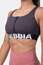 Smart Zip Front Sports Bra, marron