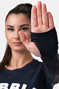 Long Sleeve Thumbhole Sporty Crop Top, black