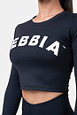Long Sleeve Thumbhole Sporty Crop Top, black