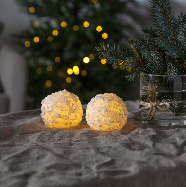 LED Blockljus Snöboll 2-pack