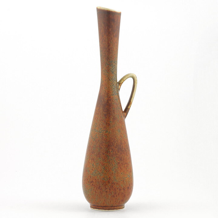Carl-Harry Stålhane (CAF 1960s) Slender Brown Vase with Handle 28 cm