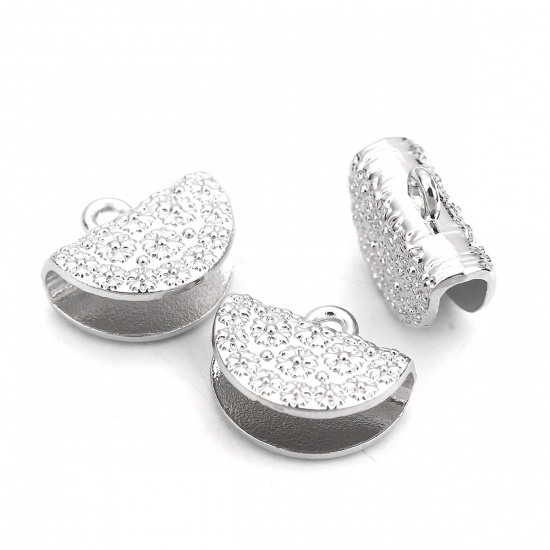 Ändfäste för band / Berlock / Bail , Silver mönstrad - 2