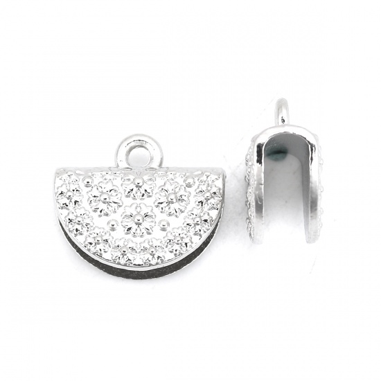 Ändfäste för band / Berlock / Bail , Silver mönstrad