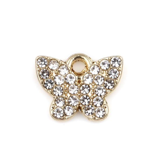 Charm -   butterfly, rhinestones, clear 10mm