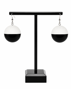 Earrings Black & White Painted Wood