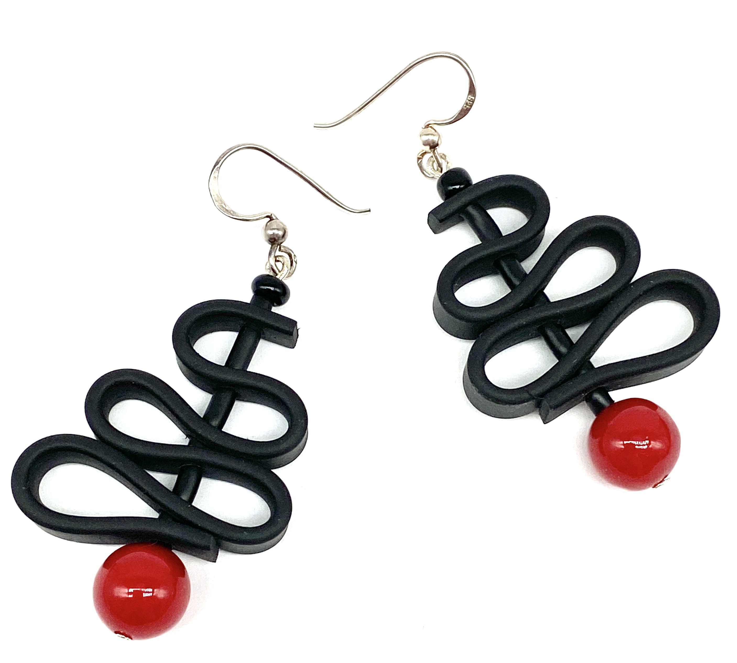 Earrings rubber  & Red Seashell 