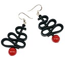 Earrings rubber  & Red Seashell 