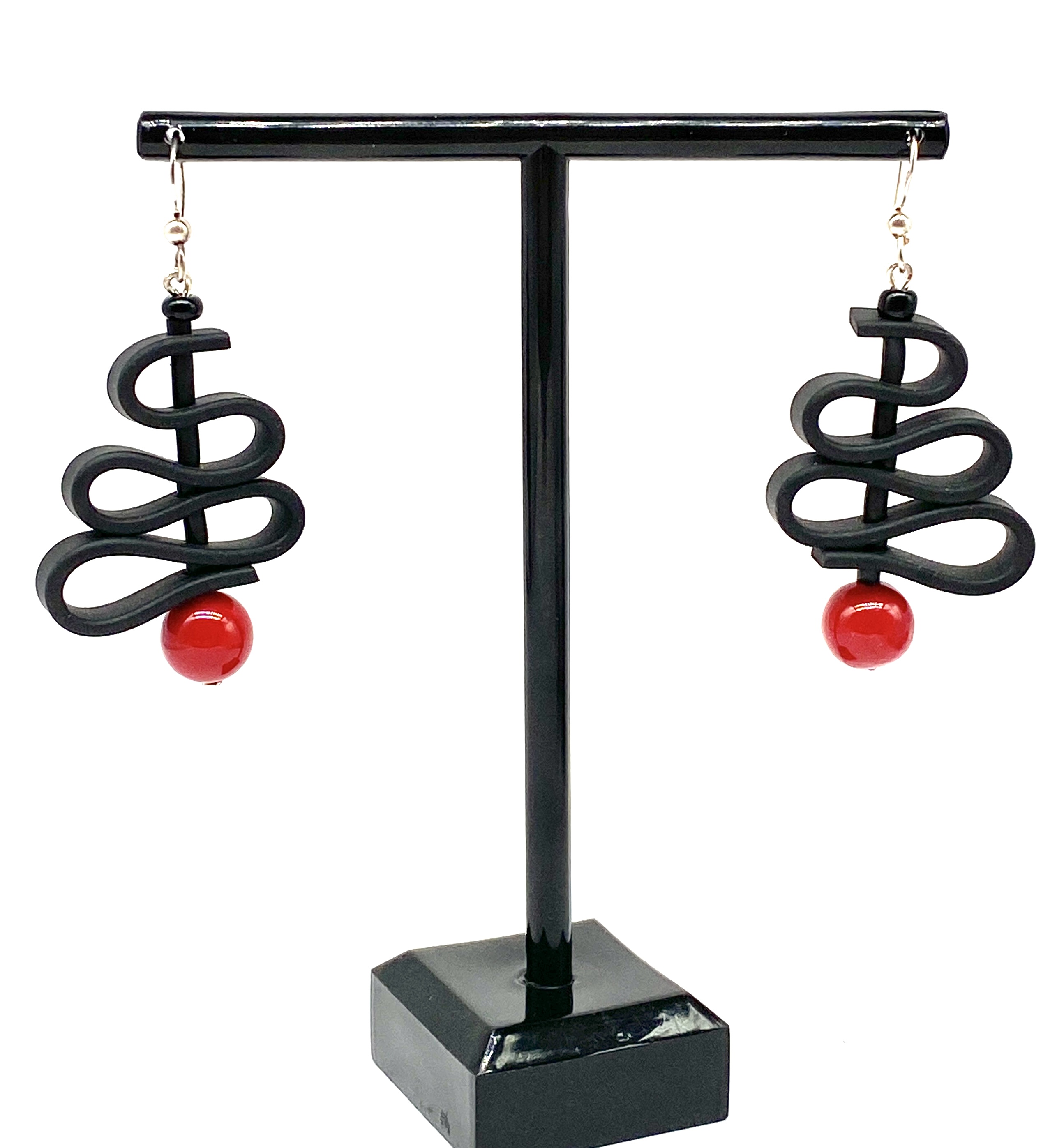 Earrings rubber  & Red Seashell  - 2